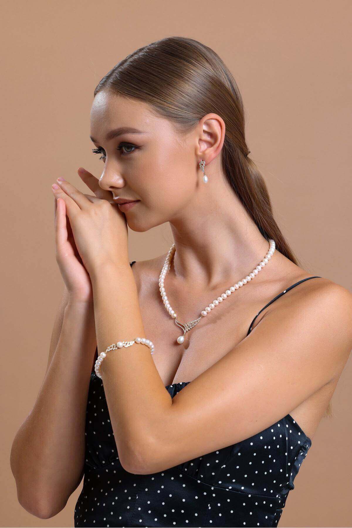 Yaprak Taşlı Doğal İnci Bileklik | | Birinci1926