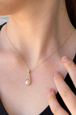 Zirkon Taşlı Damla İçinde Doğal İnci Kolye | | Birinci1926