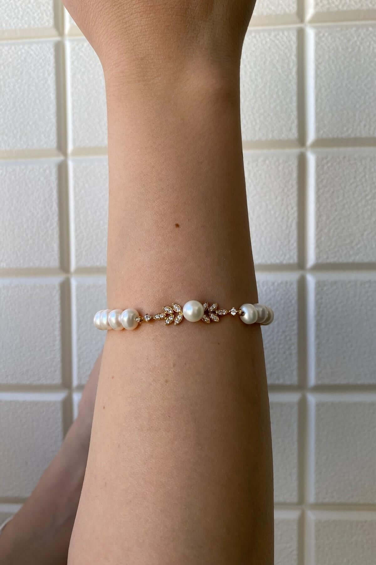 Zirkon Taşlı Doğal İnci Bileklik | | Birinci1926