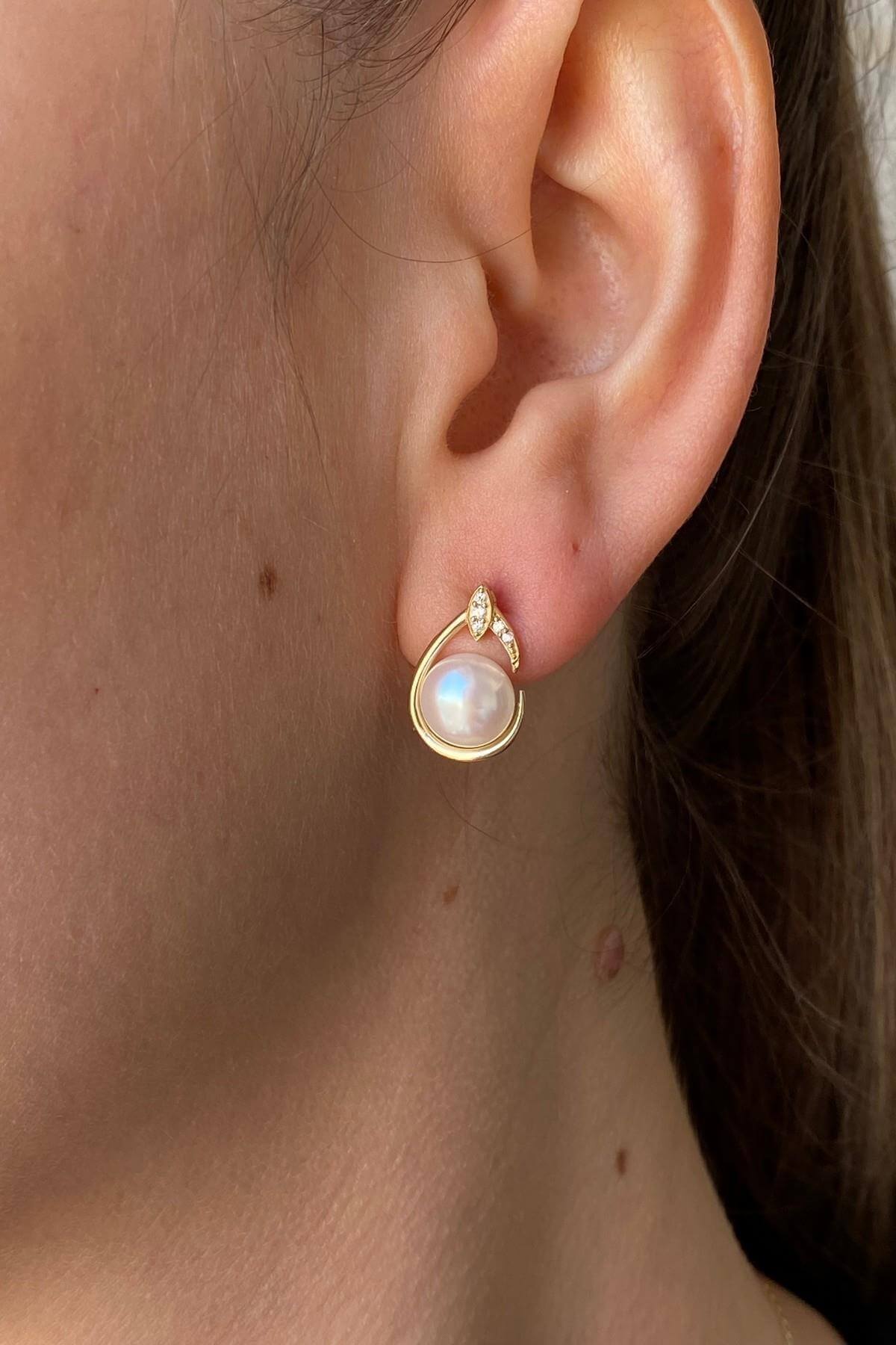 Zirkon Taşlı Doğal İnci Küpe | | Birinci1926