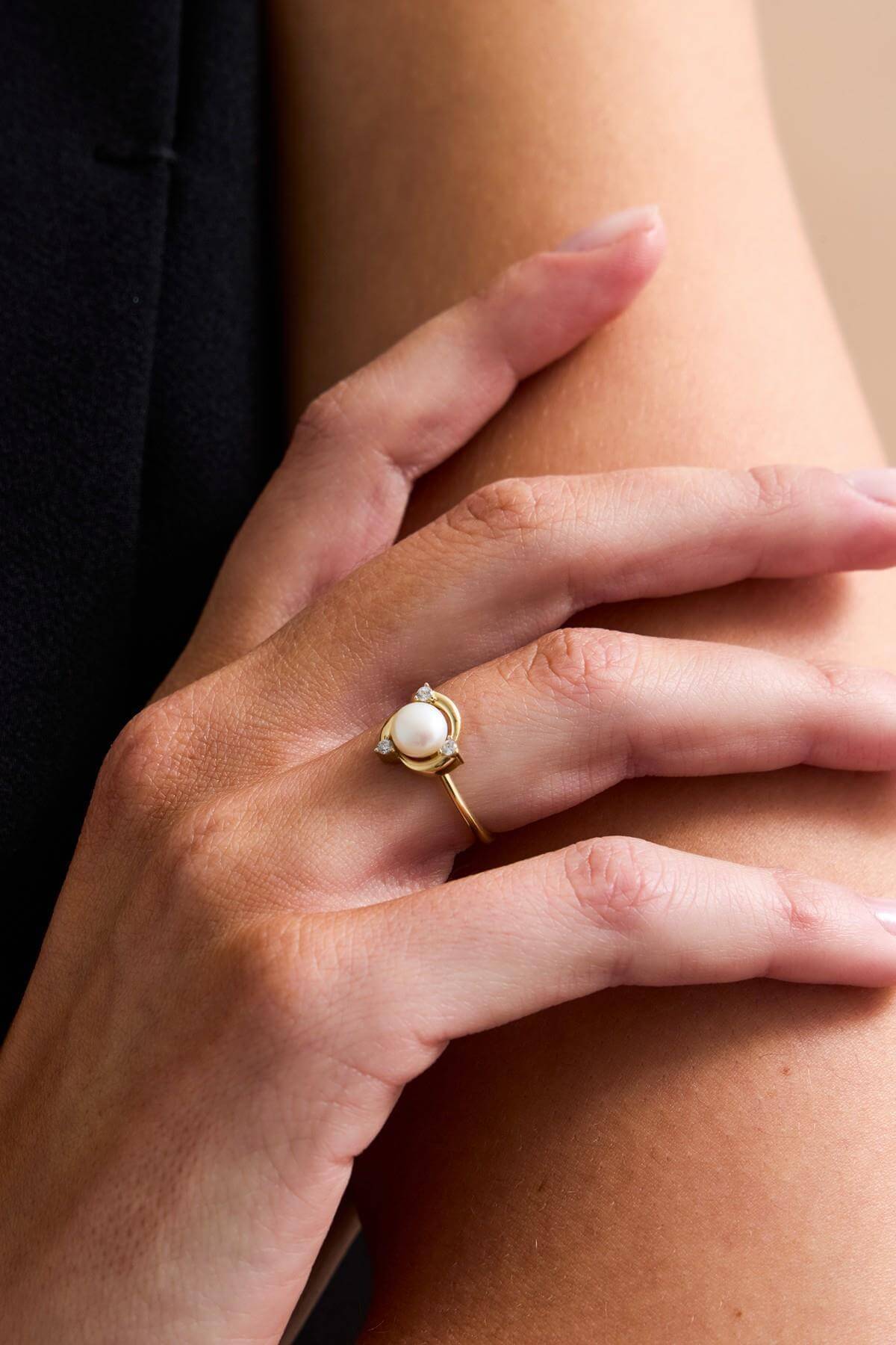 Zirkon Taşlı Doğal İnci Küpe Kolye Yüzük Üçlü Set | | Birinci1926