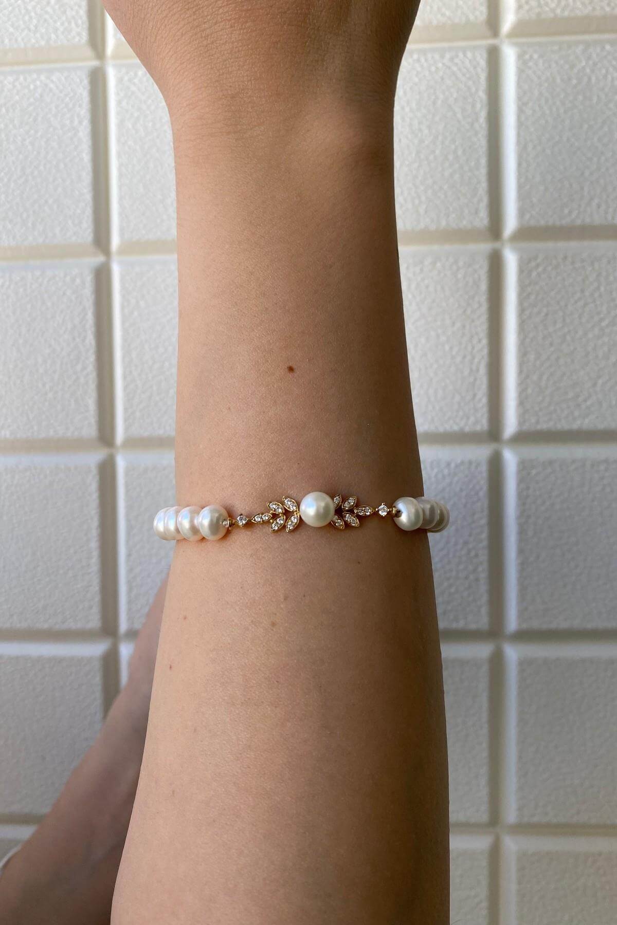 Zirkon Taşlı Doğal İnci Bileklik | | Birinci1926