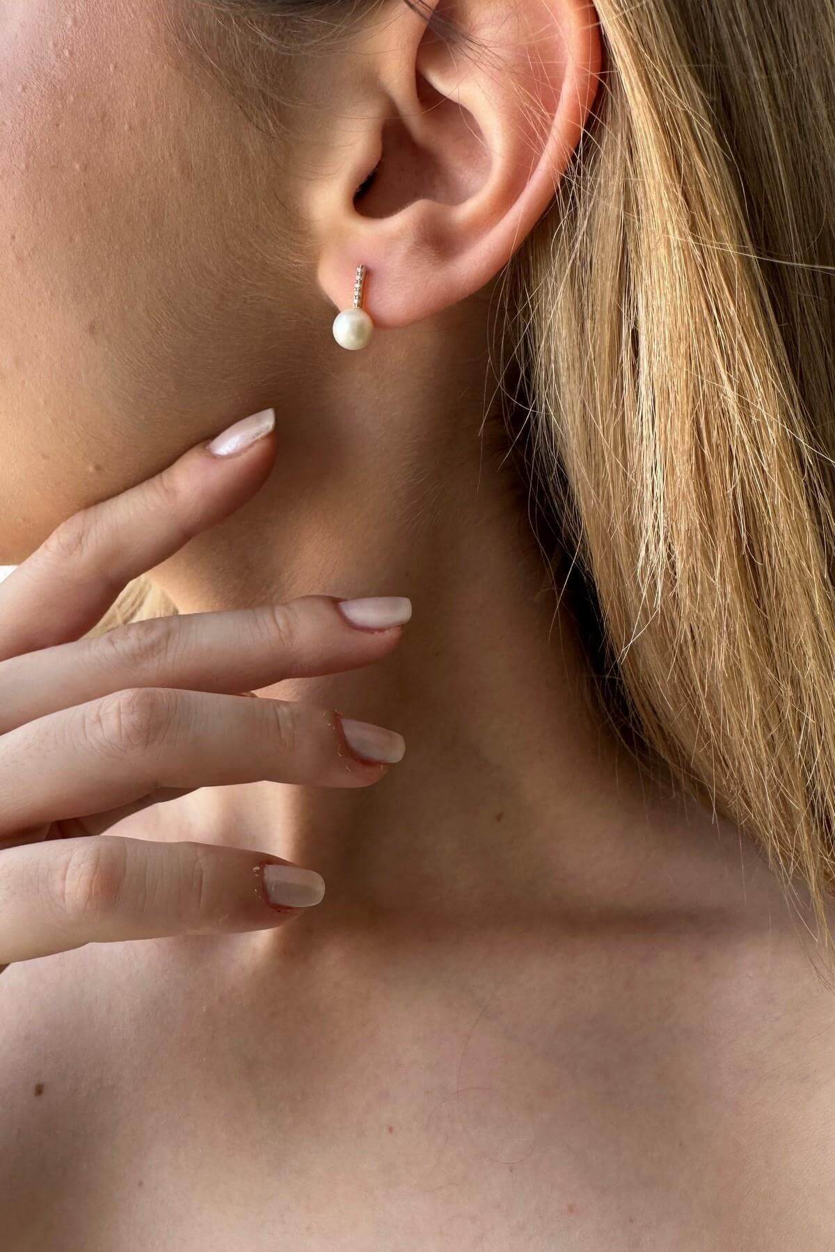 Zirkon Taşlı Doğal İnci Küpe | | Birinci1926