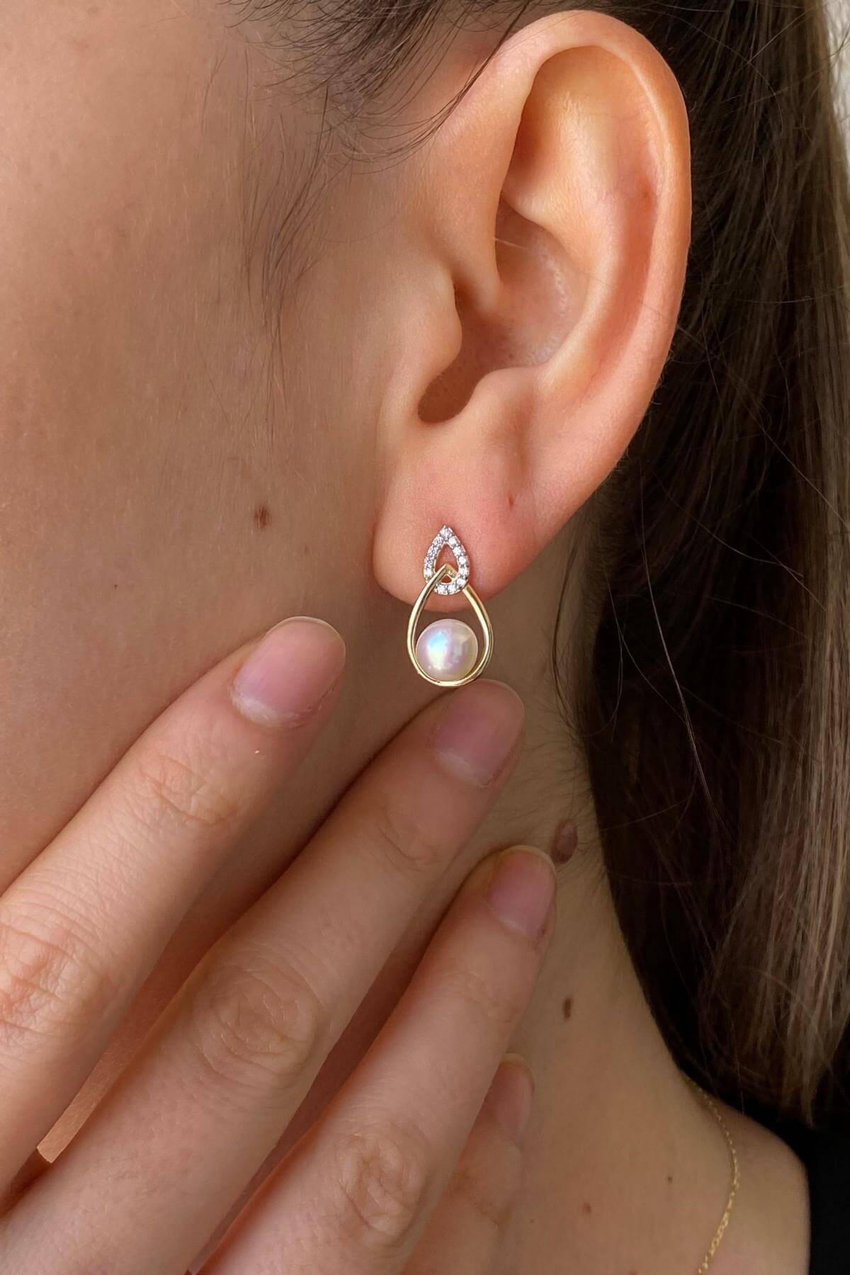 Zirkon Taşlı Doğal İnci Küpe | | Birinci1926