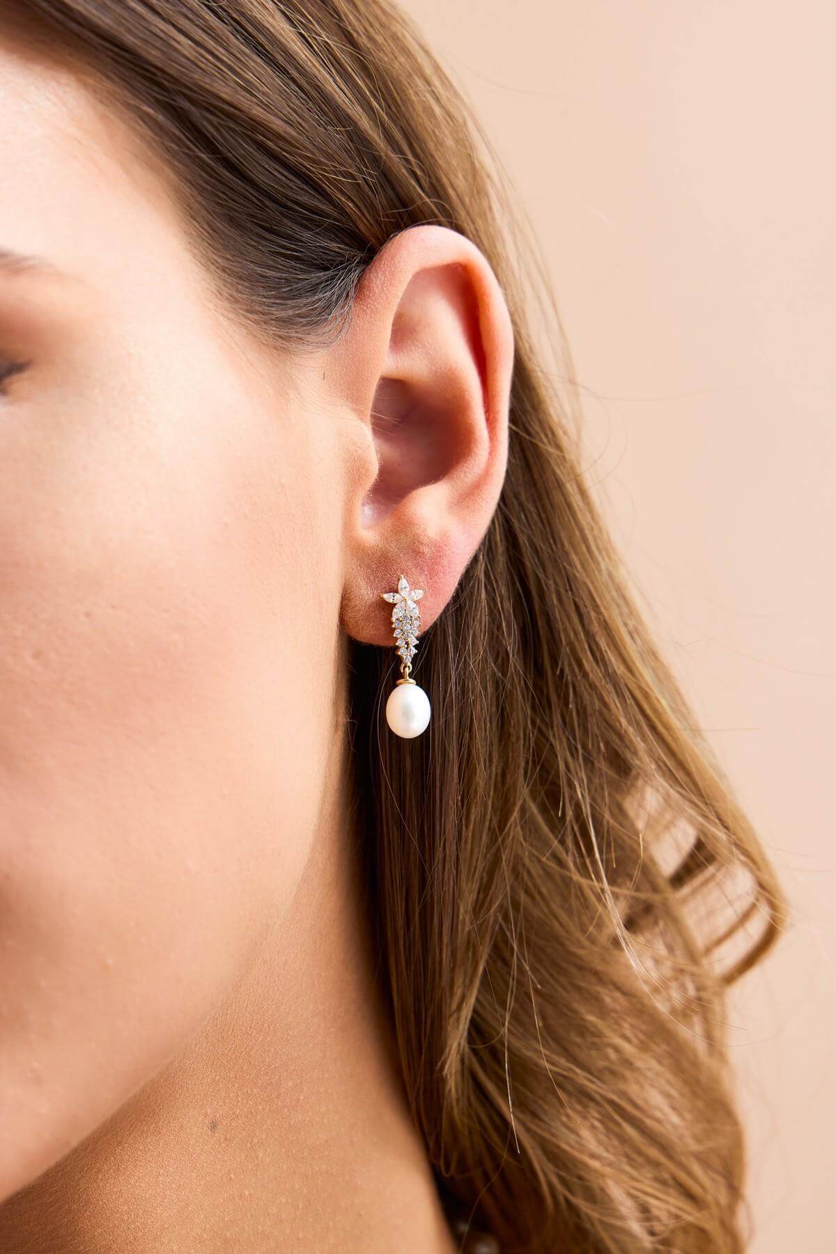 Zirkon Taşlı Doğal İnci Küpe | | Birinci1926