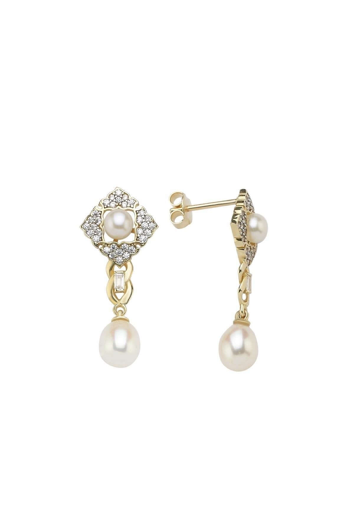 Baget Taşlı Doğal İnci Küpe | | Birinci1926