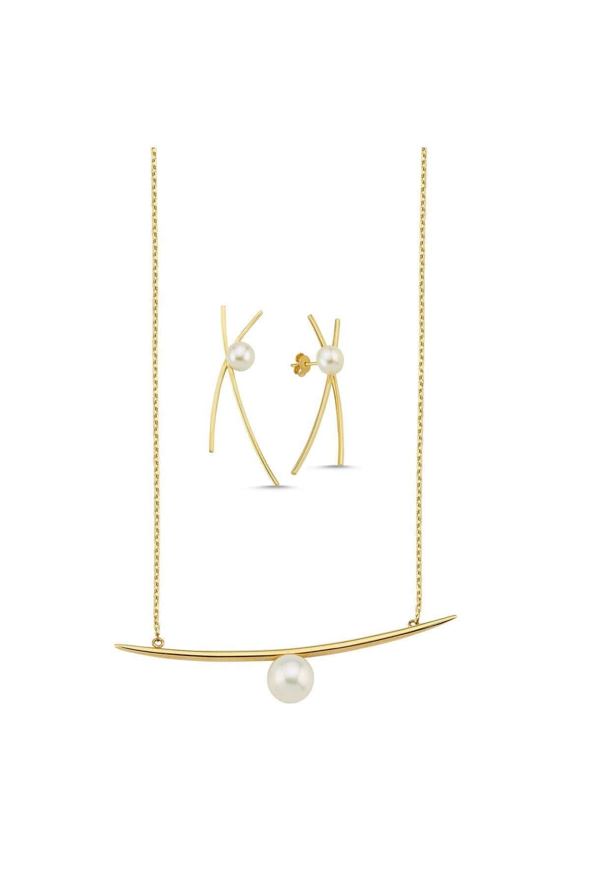 Doğal İncili Küpe Kolye İkili Set | | Birinci1926