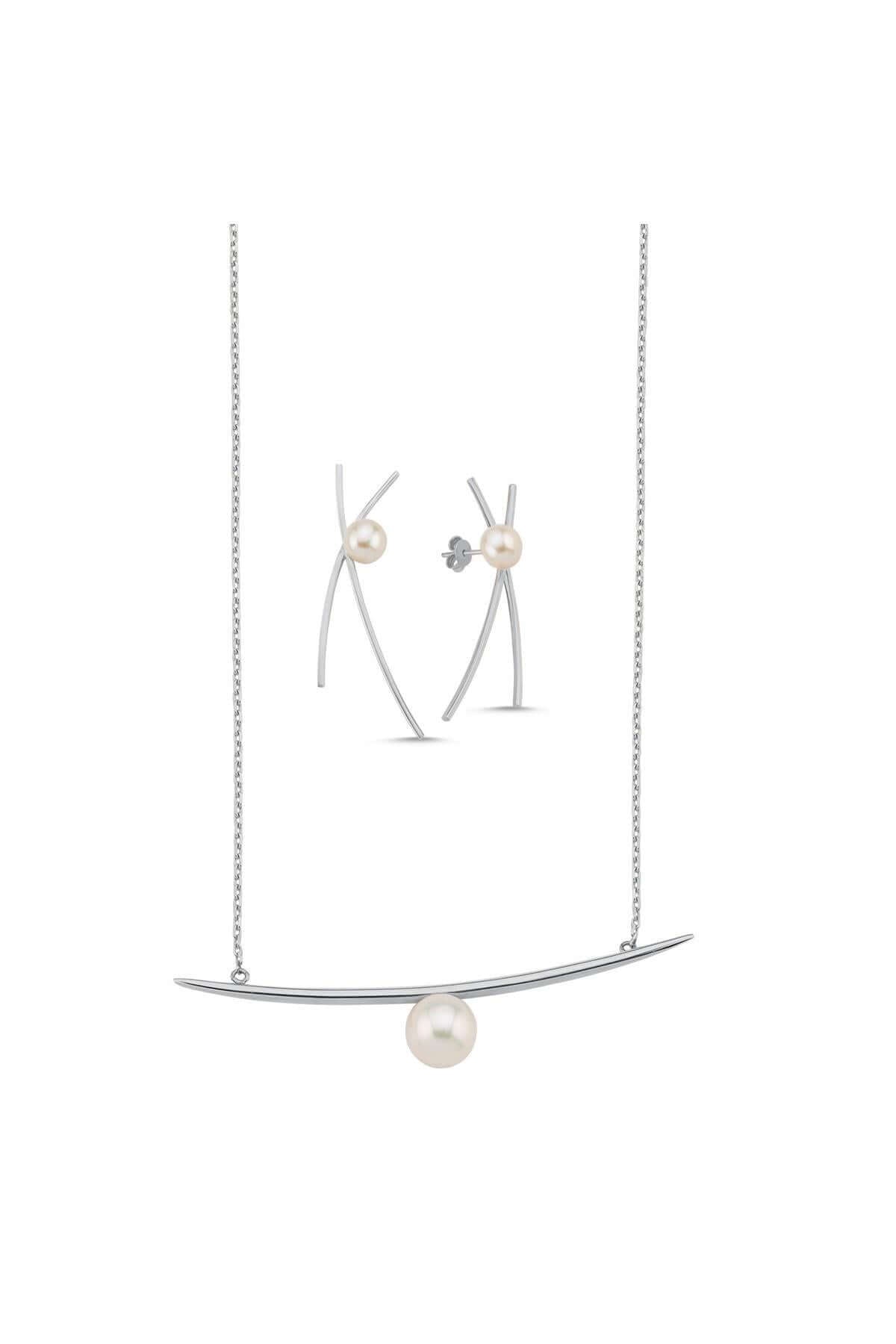 Doğal İncili Küpe Kolye İkili Set | | Birinci1926