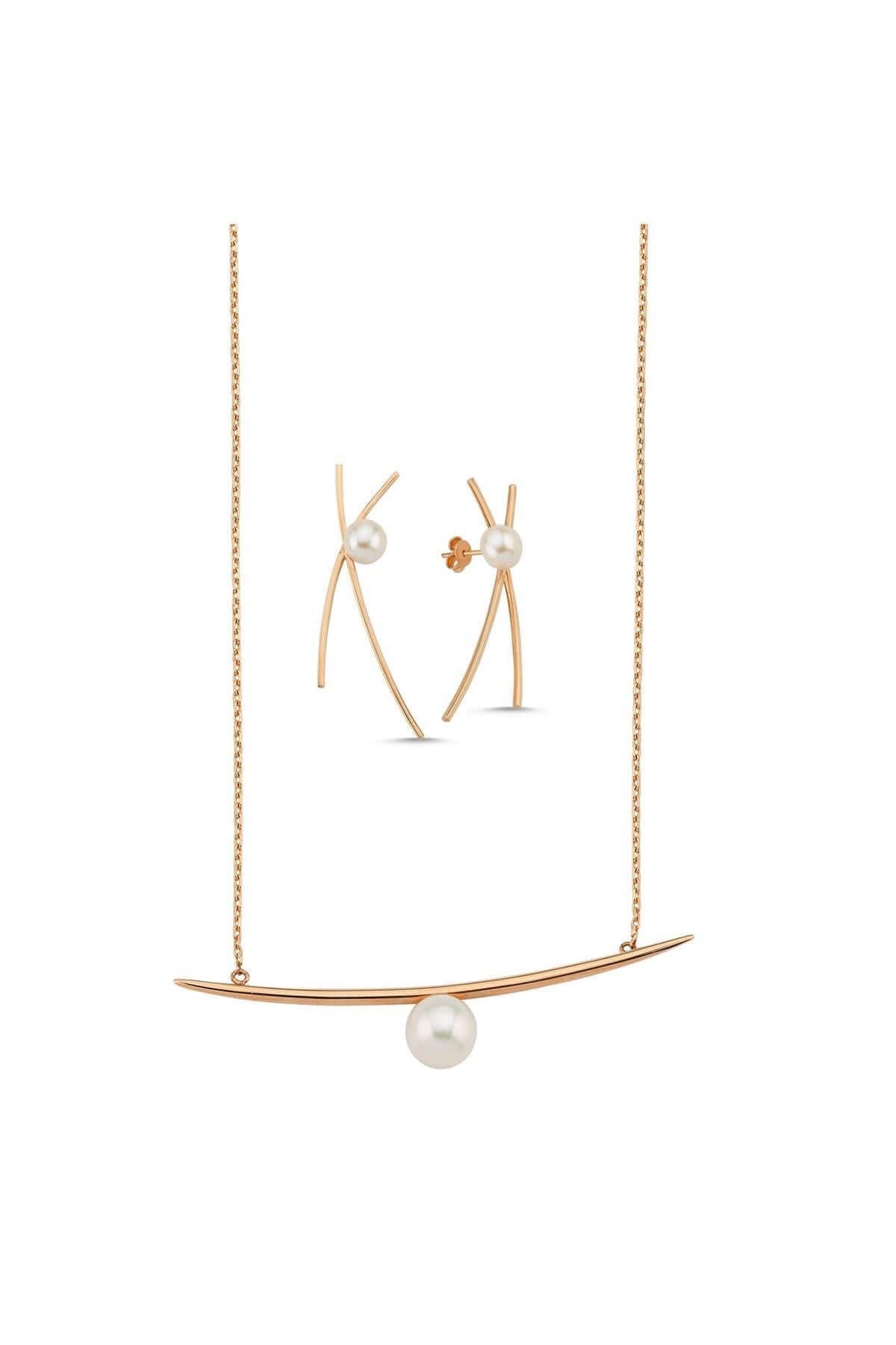 Doğal İncili Küpe Kolye İkili Set | | Birinci1926