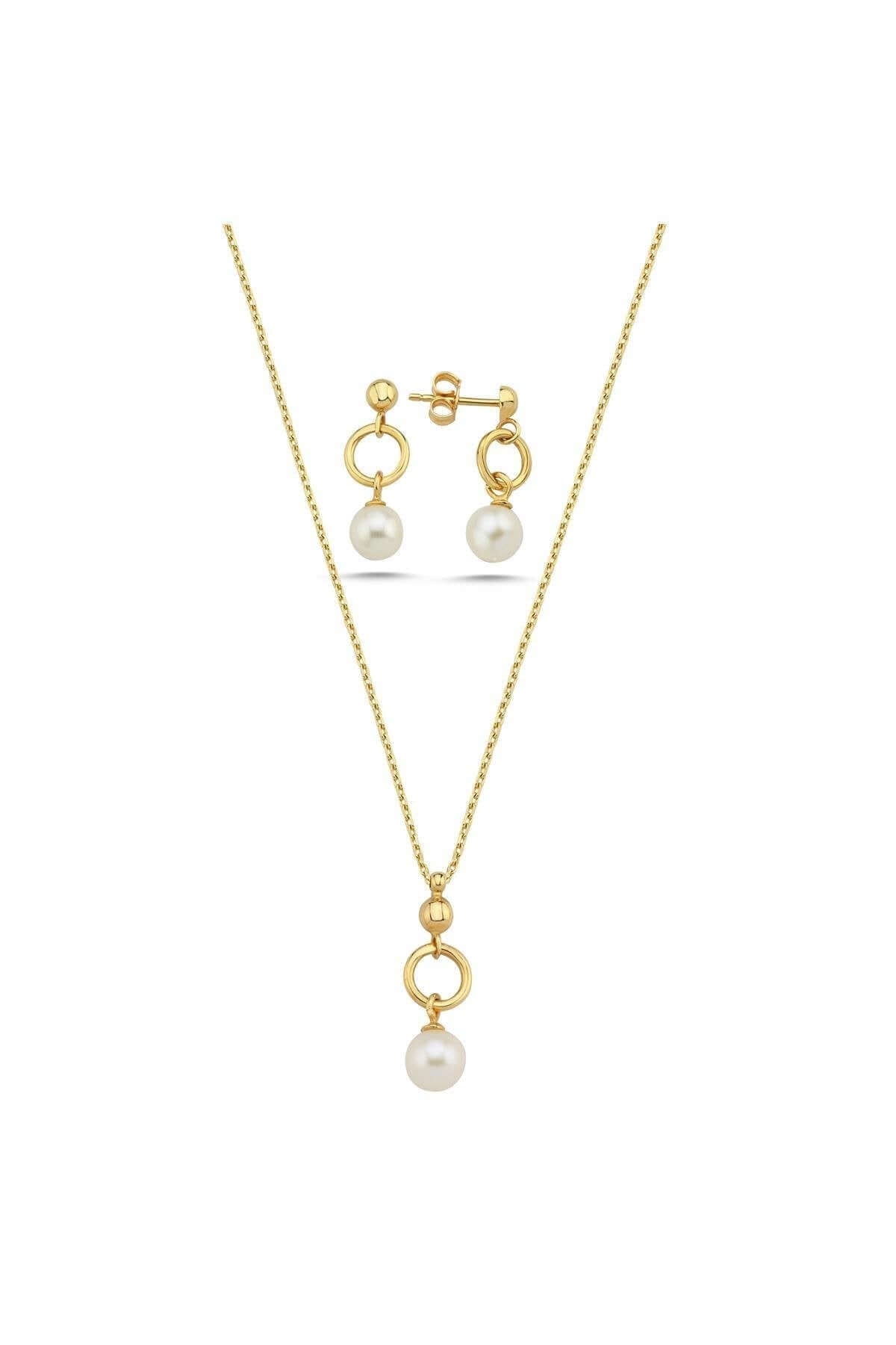 Halka Doğal İnci Küpe Kolye İkili Set | | Birinci1926