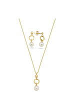 Halka Doğal İnci Küpe Kolye İkili Set | | Birinci1926