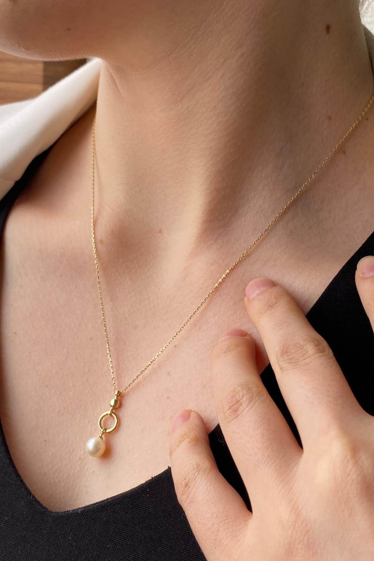 Halka Doğal İnci Küpe Kolye İkili Set | | Birinci1926