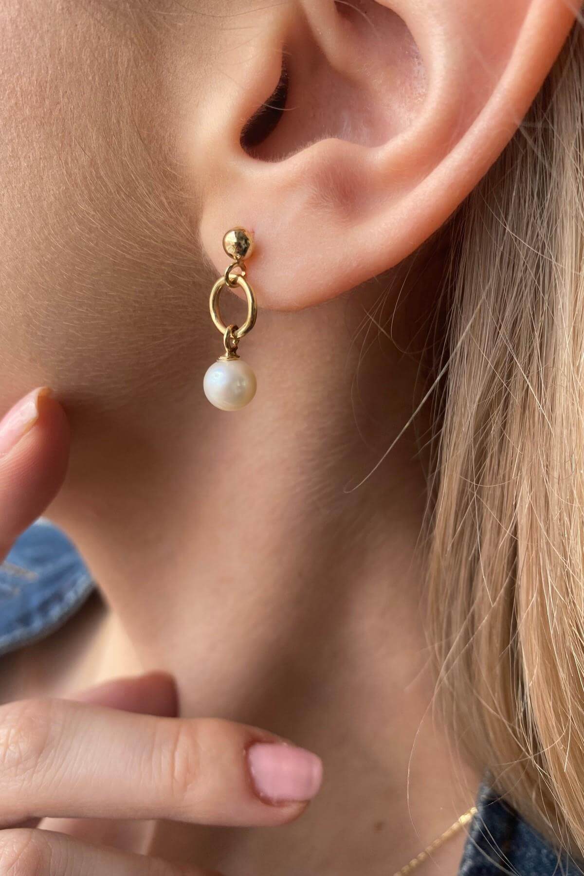 Halkalı Tatlı Su Doğal İnci Küpe | | Birinci1926