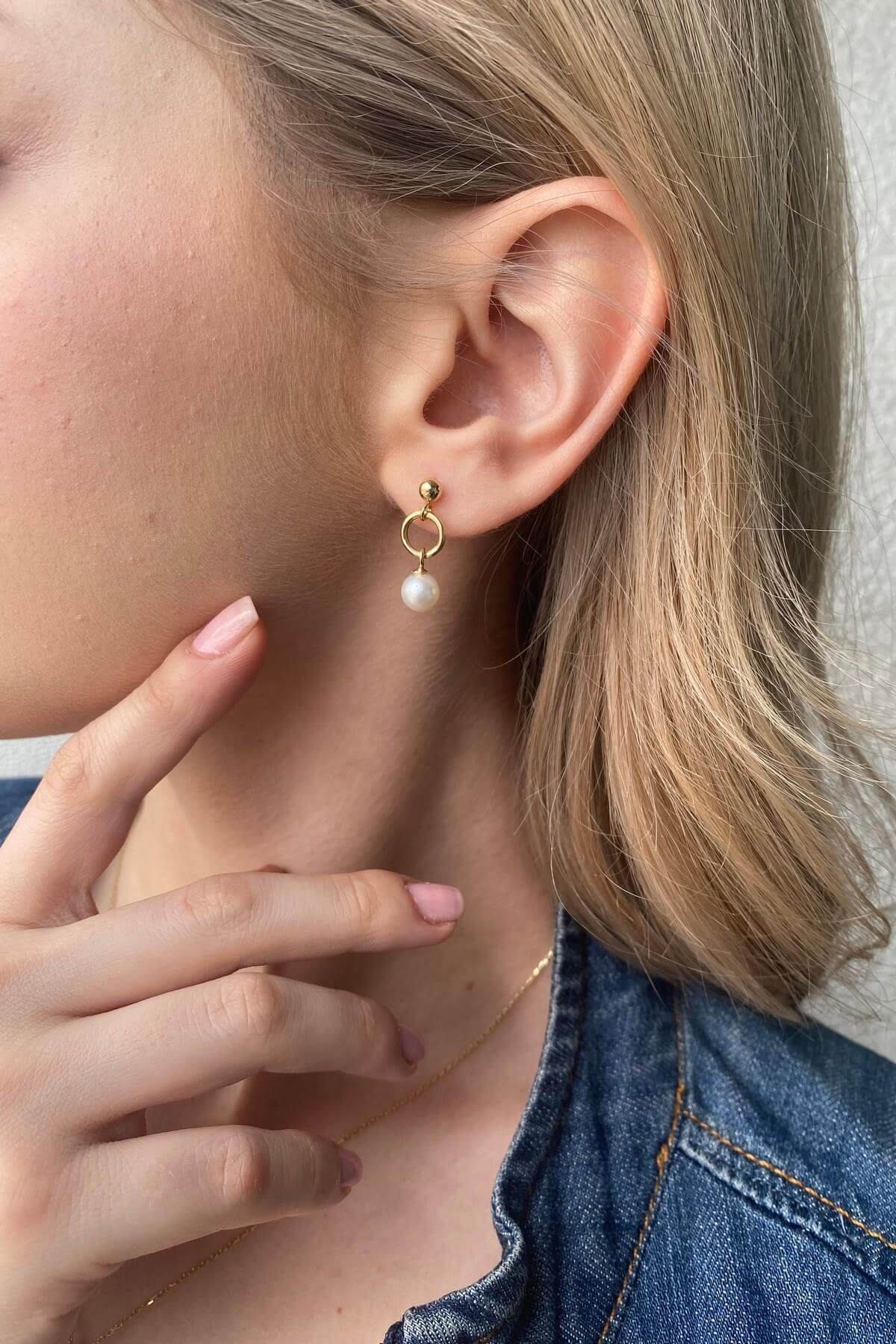 Halkalı Tatlı Su Doğal İnci Küpe | | Birinci1926