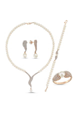 Su Yolu Taşlı Doğal İnci Küpe Kolye Bileklik Yüzük Dörtlü Set | | Birinci1926