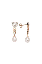 Üçgen Modeli Baget Taşlı Doğal İnci Küpe | | Birinci1926