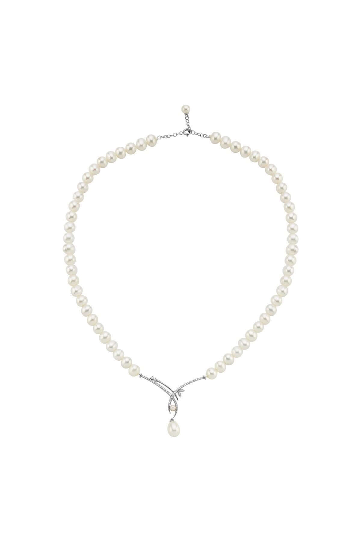 Yaprak Taşlı Doğal İnci Sallantılı Kolye | | Birinci1926