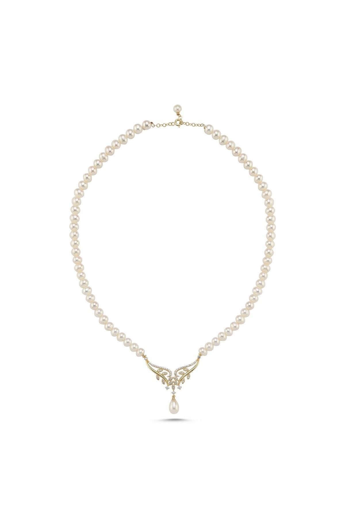 Yaprak Taşlı Doğal İnci Kolye | | Birinci1926