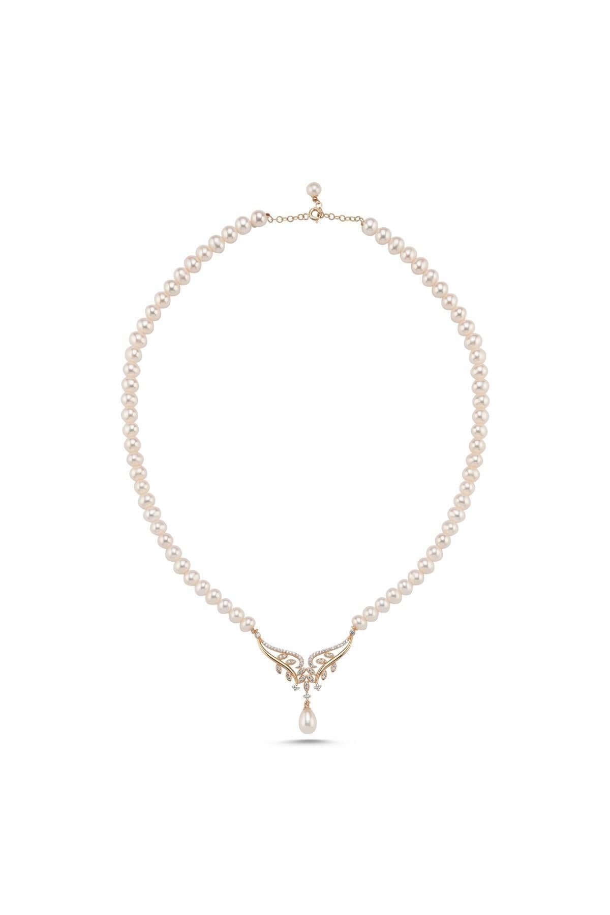 Yaprak Taşlı Doğal İnci Kolye | | Birinci1926