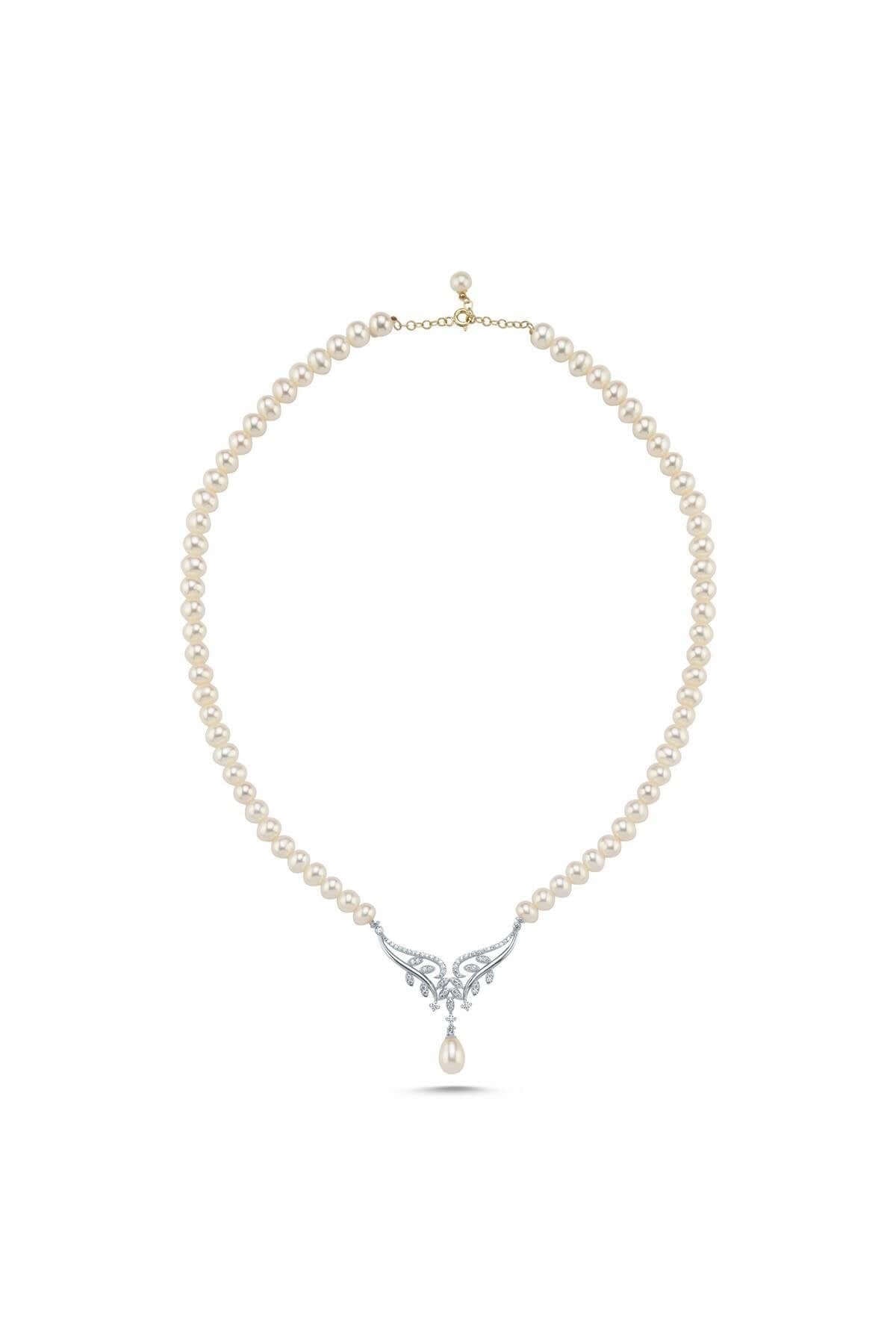 Yaprak Taşlı Doğal İnci Kolye | | Birinci1926