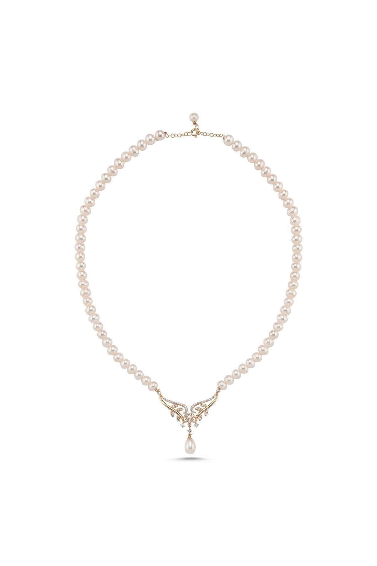 Yaprak Taşlı Doğal İnci Kolye | | Birinci1926