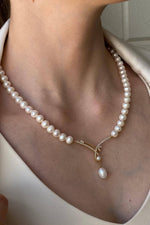 Yaprak Taşlı Doğal İnci Sallantılı Kolye | | Birinci1926