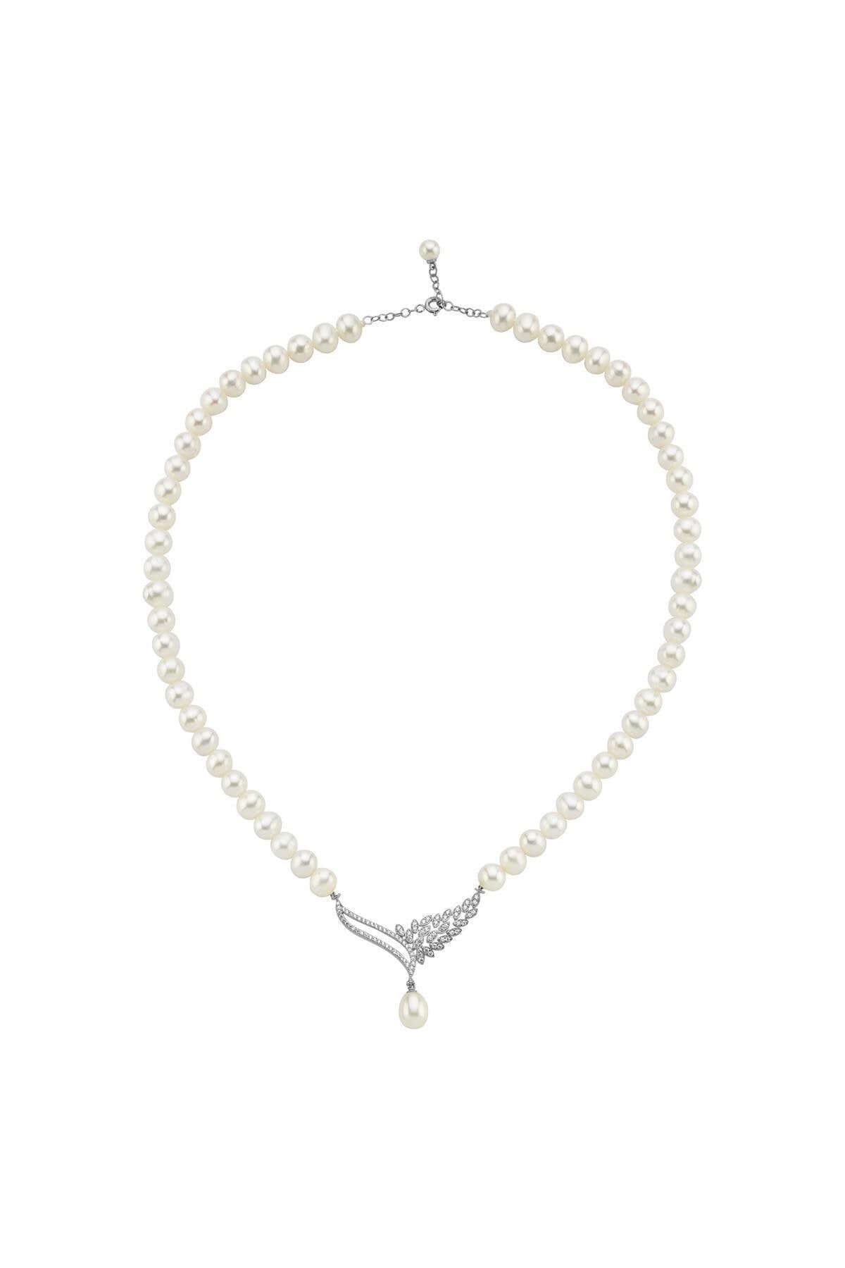 Yaprak Taşlı Doğal İnci Kolye | | Birinci1926