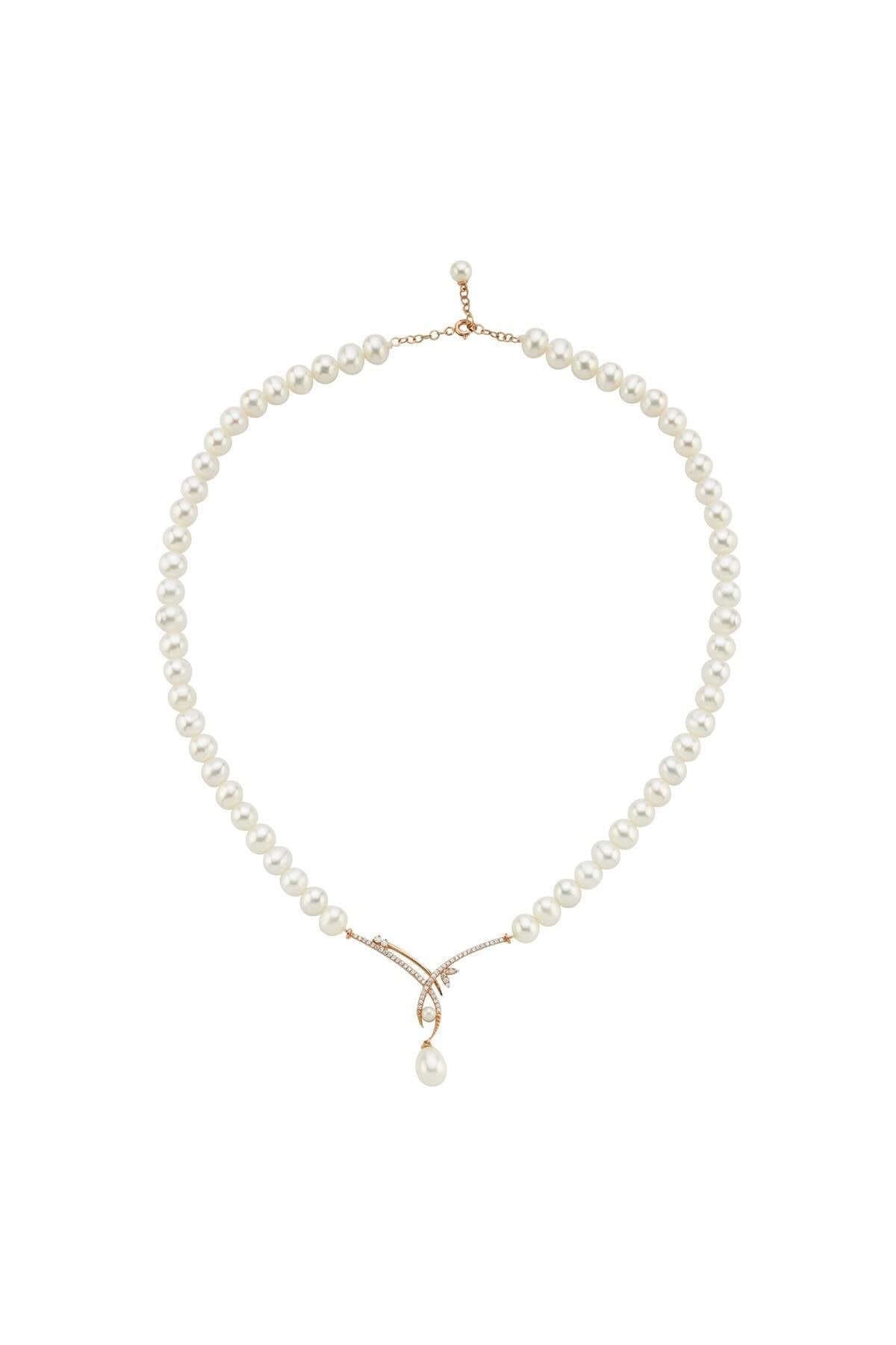 Yaprak Taşlı Doğal İnci Sallantılı Kolye | | Birinci1926