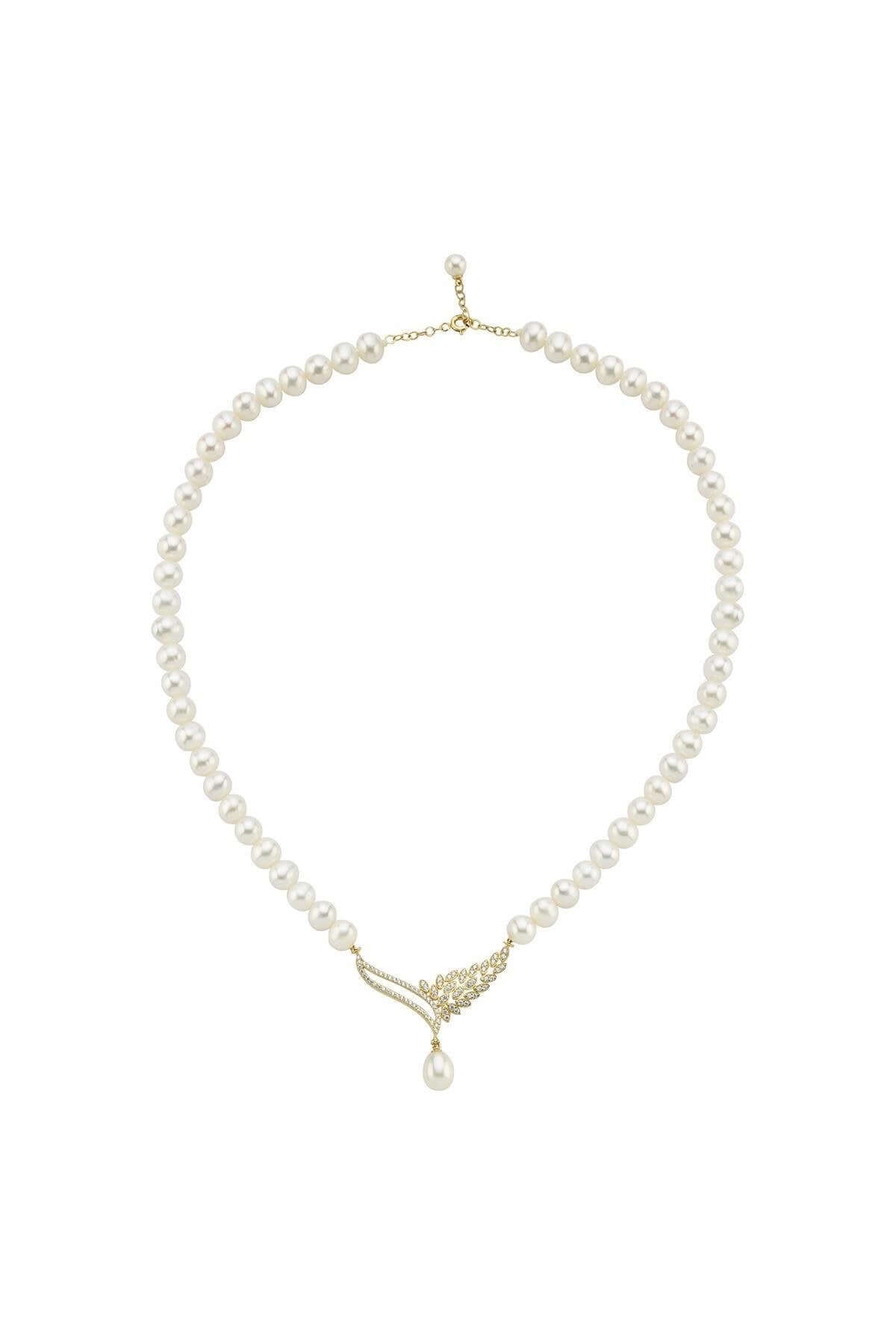 Yaprak Taşlı Doğal İnci Kolye | | Birinci1926