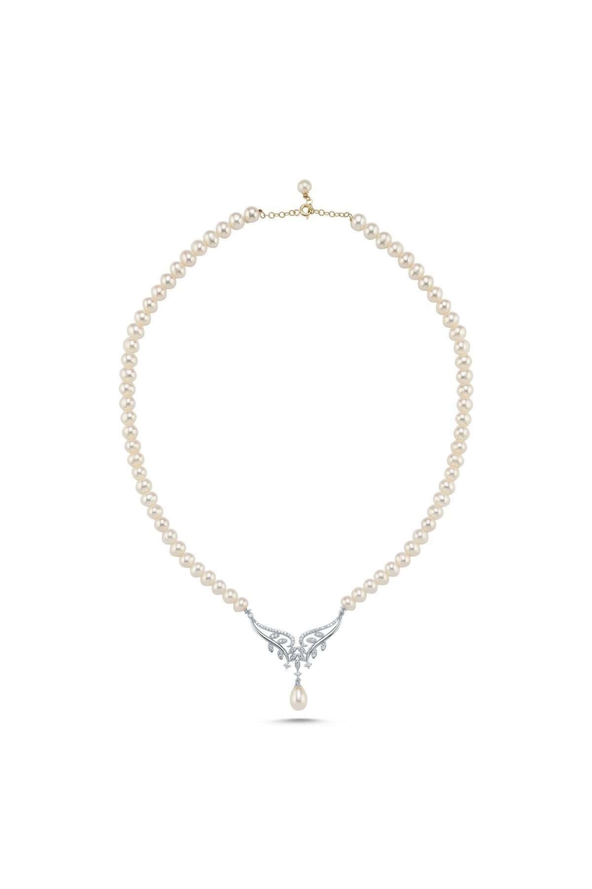 Yaprak Taşlı Doğal İnci Kolye | | Birinci1926