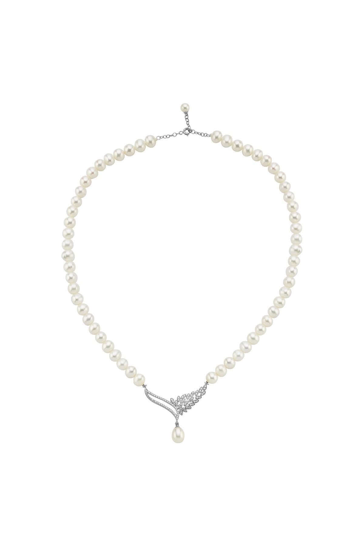 Yaprak Taşlı Doğal İnci Kolye | | Birinci1926