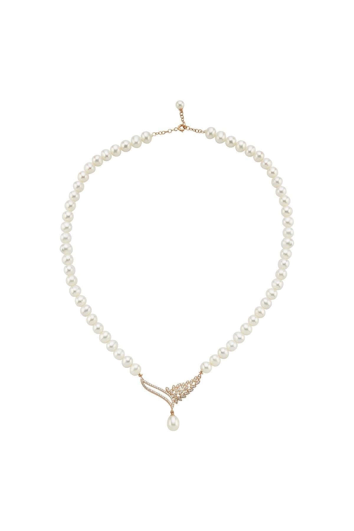 Yaprak Taşlı Doğal İnci Kolye | | Birinci1926