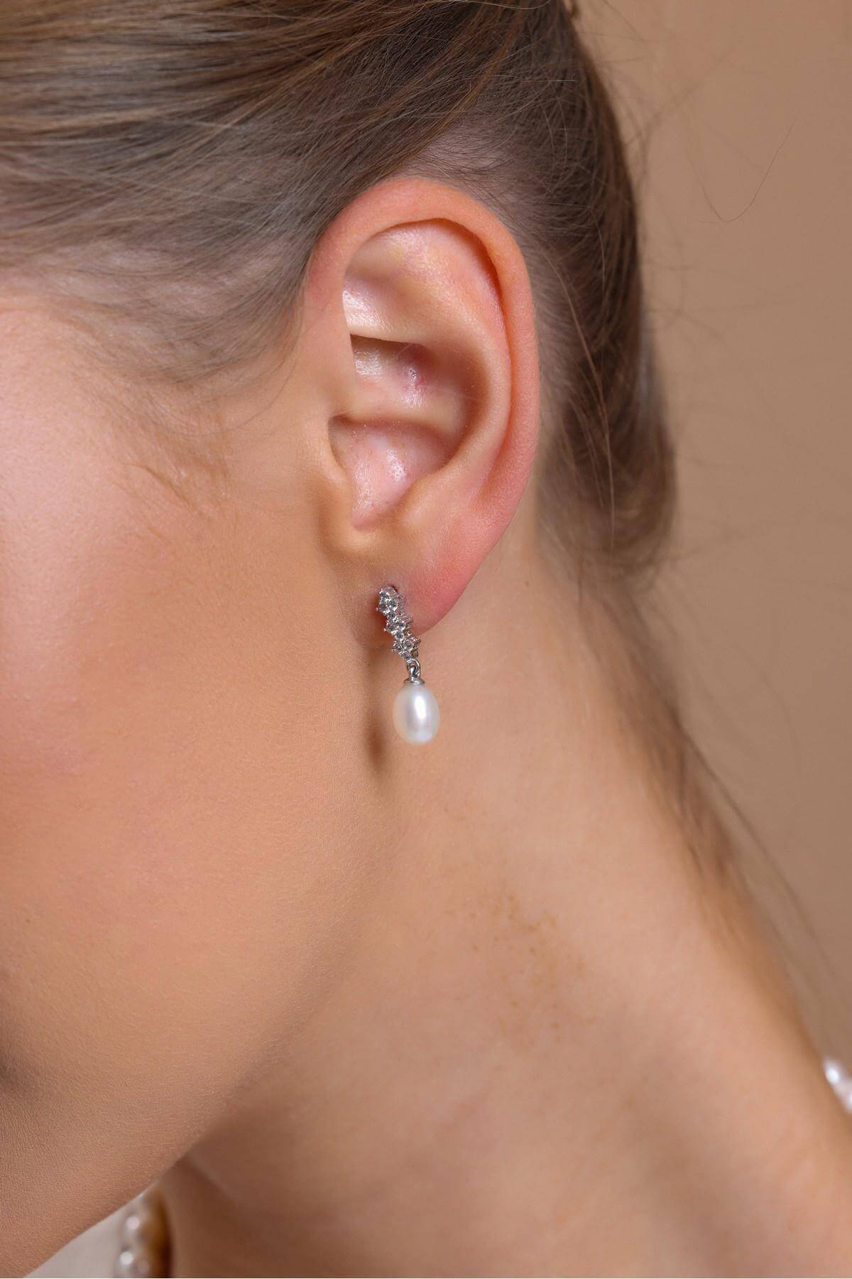 Zirkon Taşlı Doğal İnci Küpe | | Birinci1926