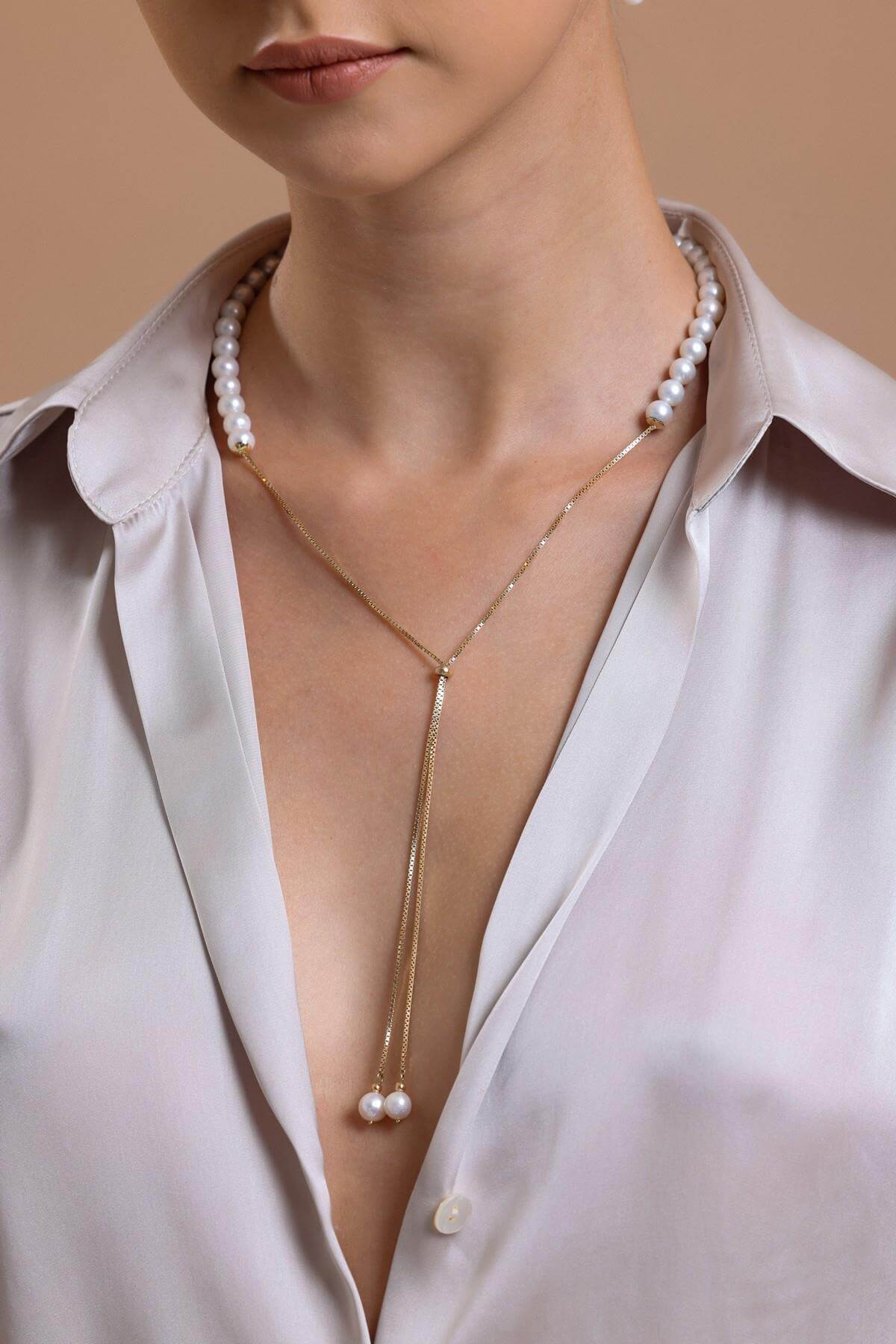 Asansör Zincirli Doğal İnci Kolye | | Birinci1926