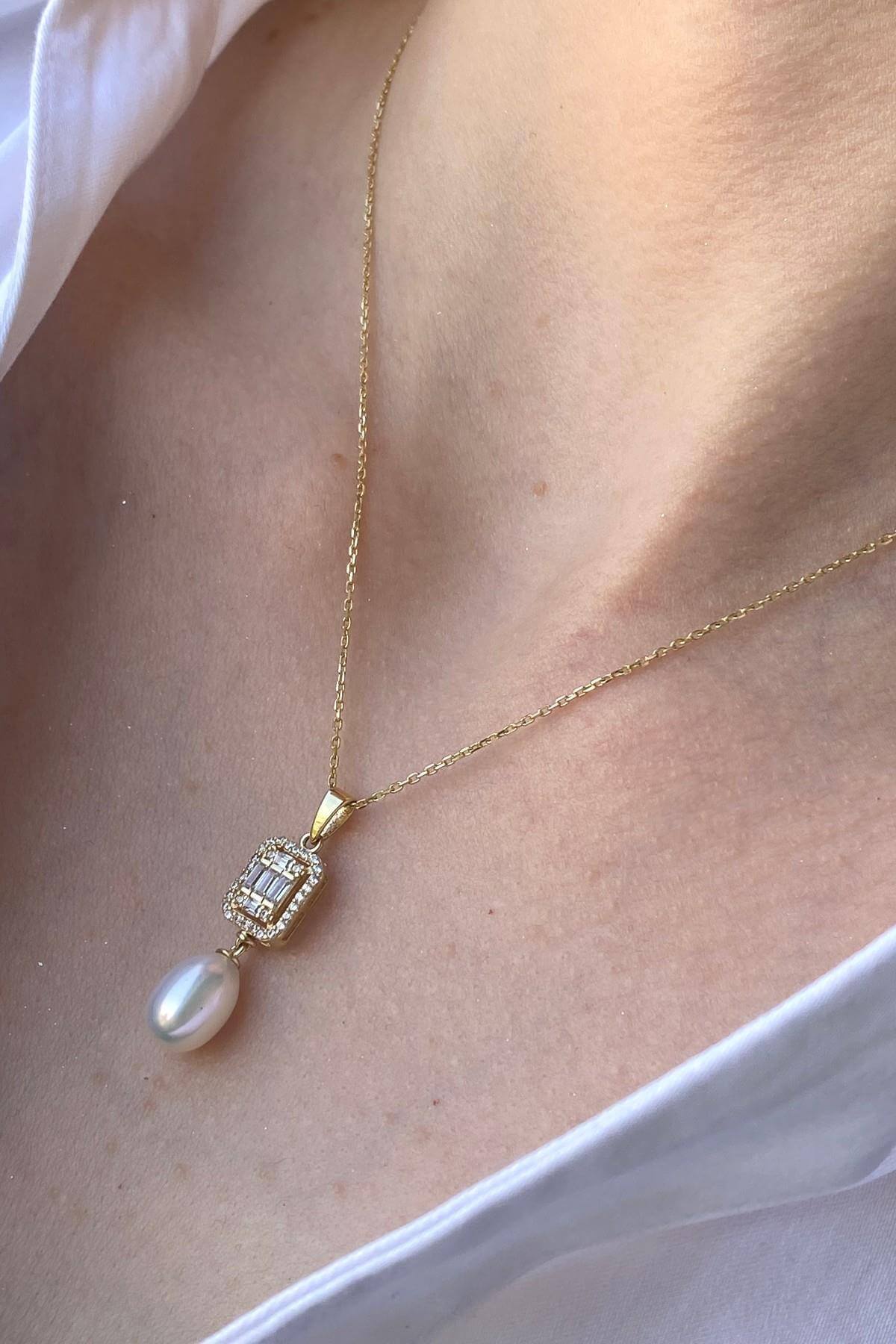 Baget Taş Doğal İncili Sallantı Kolye | | Birinci1926