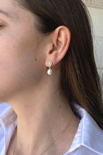 Oval Baget Taşlı Doğal İnci Sallantı Küpe Kolye İkili Set | | Birinci1926