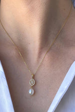 Oval Baget Taşlı Doğal İnci Kolye | | Birinci1926