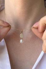 Oval Baget Taşlı Doğal İnci Kolye | | Birinci1926