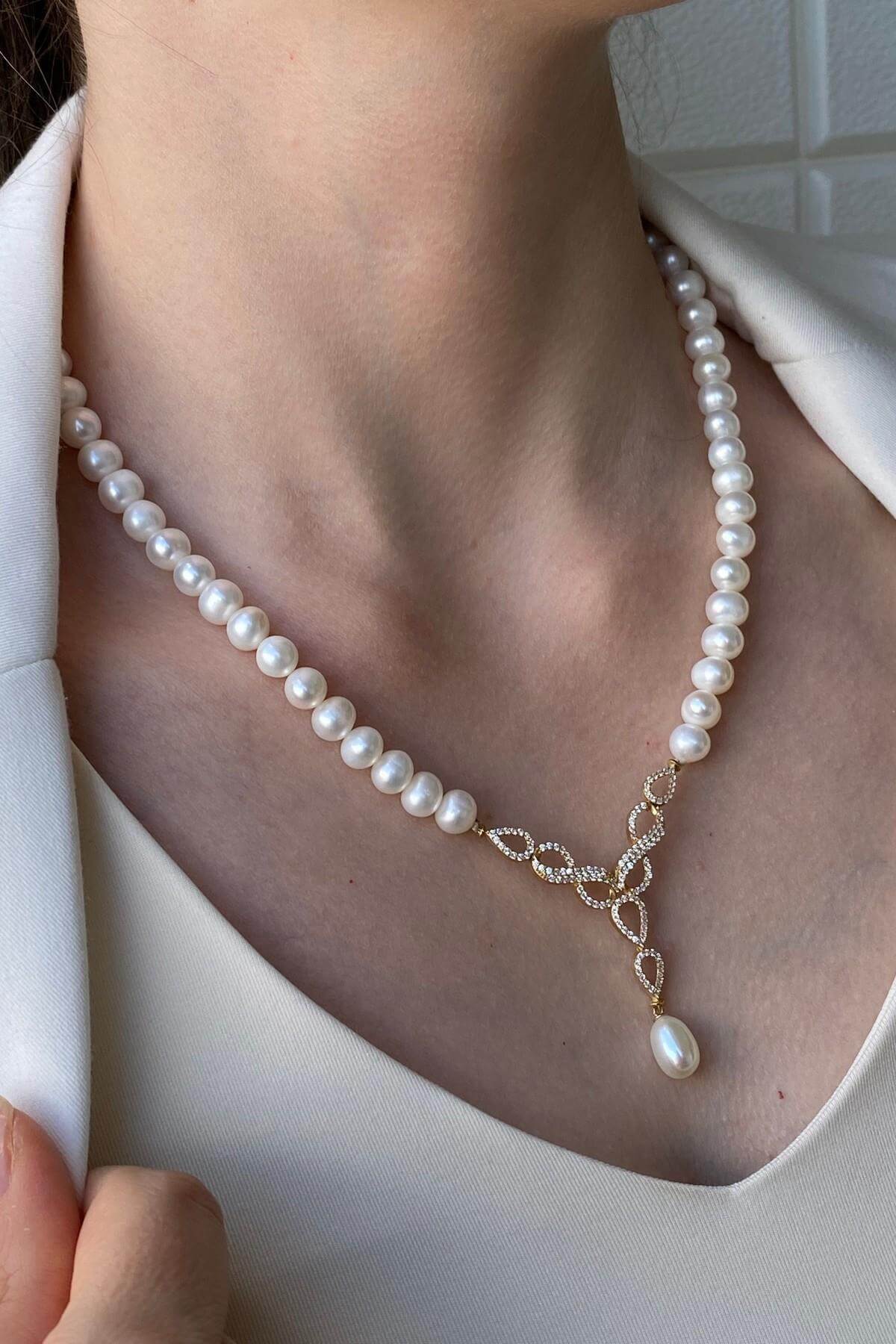 Sonsuzluk Taşlı Doğal İnci Sallantılı Kolye | | Birinci1926