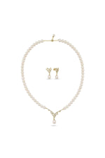 Taşlı Doğal İnci Sallantılı Küpe Kolye İkili Set | | Birinci1926