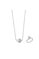 Tek Doğal İnci Kolye Yüzük İkili Set | | Birinci1926