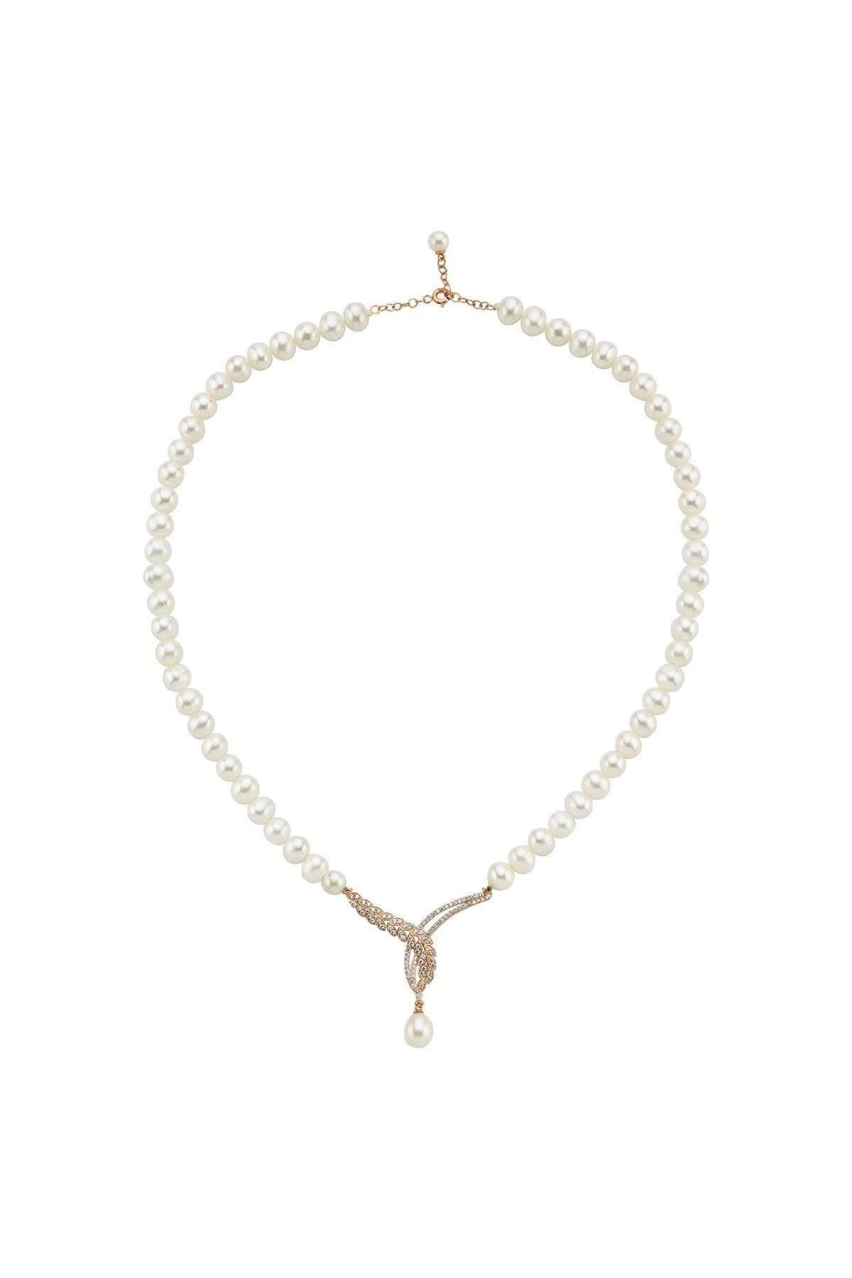 Yaprak Detay Taşlı Doğal İnci Kolye | | Birinci1926