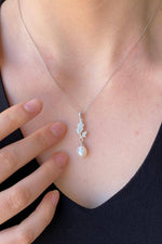 Yaprak Taşlı Doğal İnci Sallantılı Küpe Kolye İkili Set | | Birinci1926