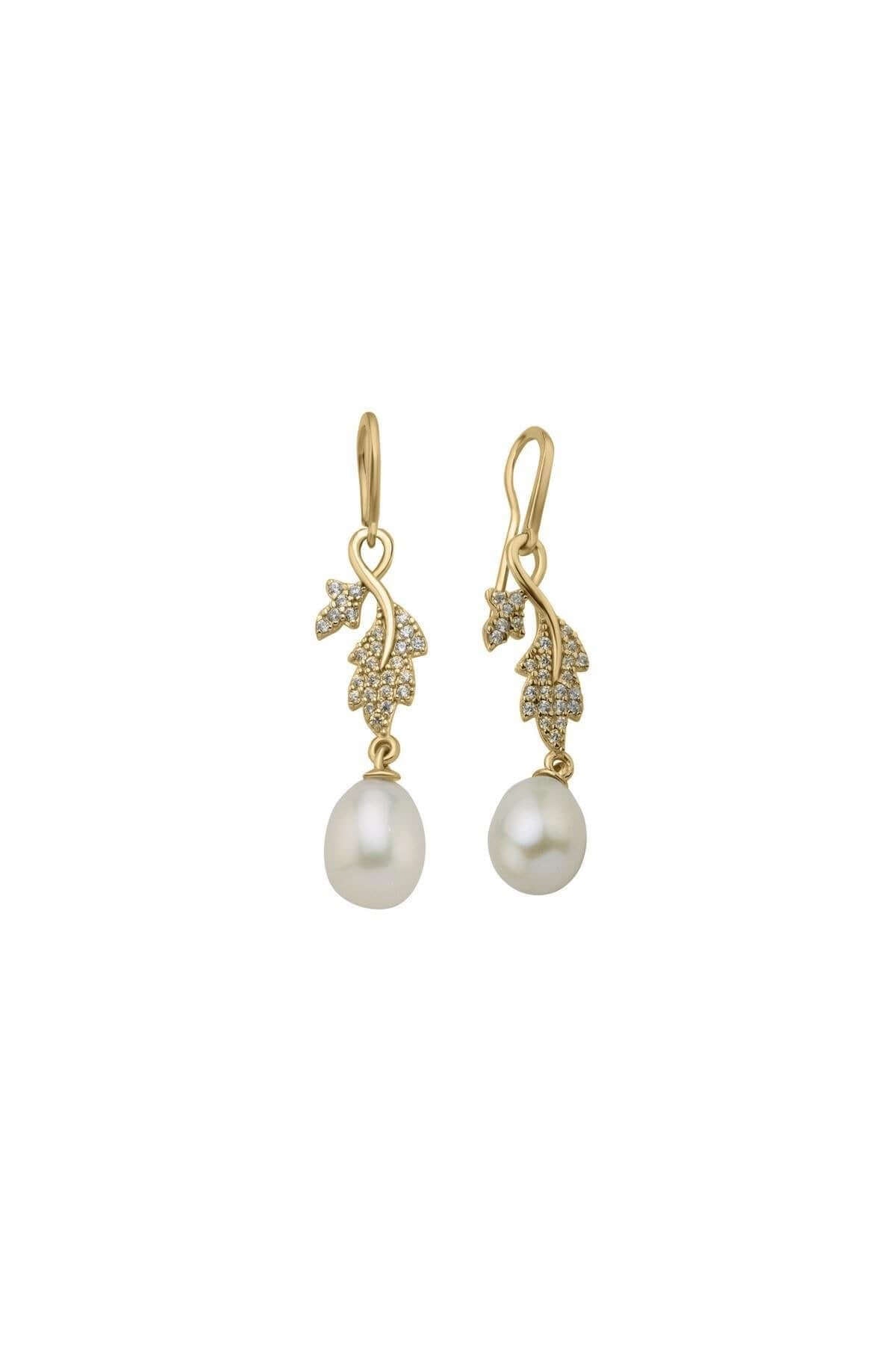 Yaprak Taşlı Doğal İnci Sallantılı Küpe | | Birinci1926