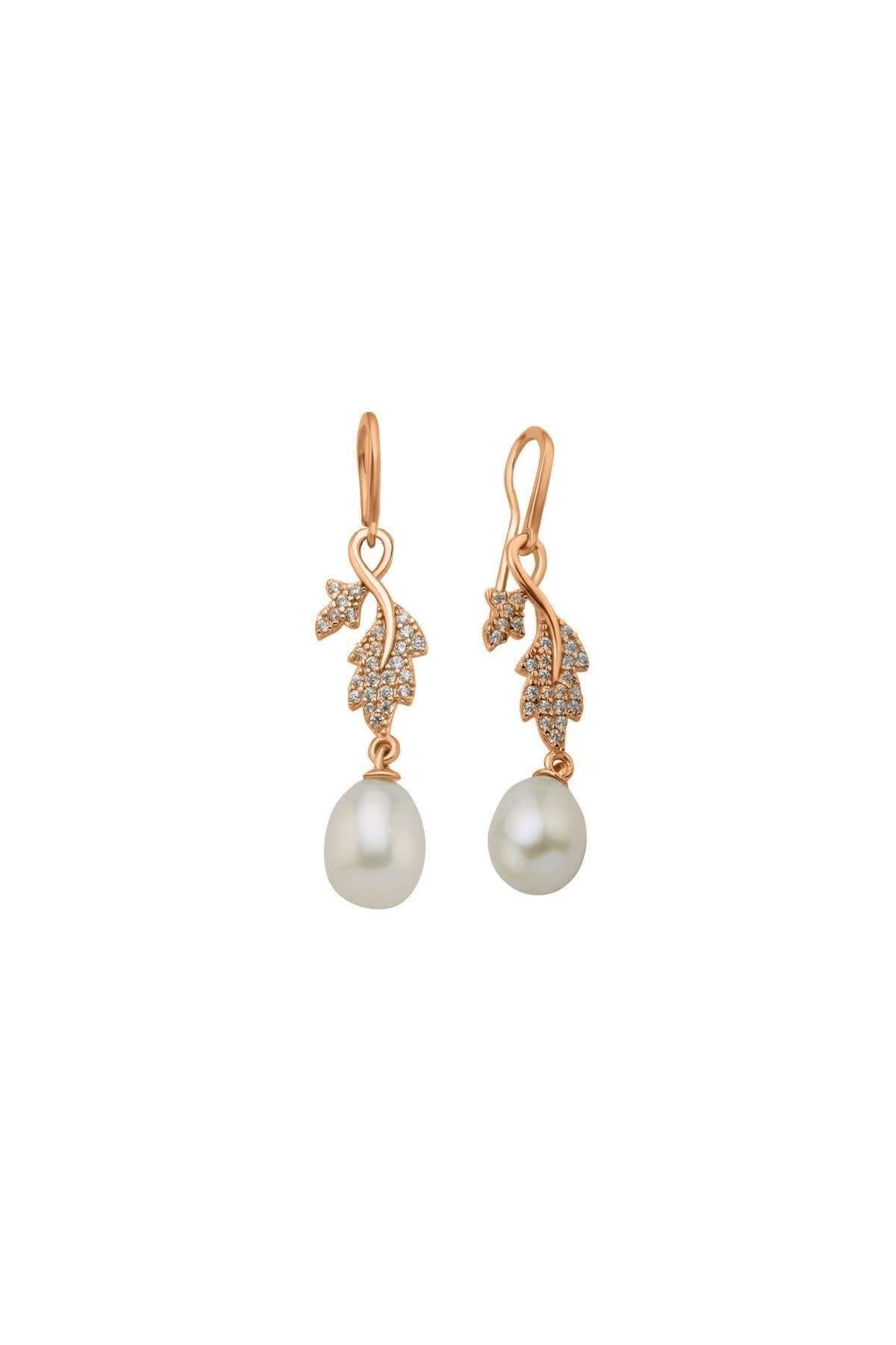 Yaprak Taşlı Doğal İnci Sallantılı Küpe | | Birinci1926