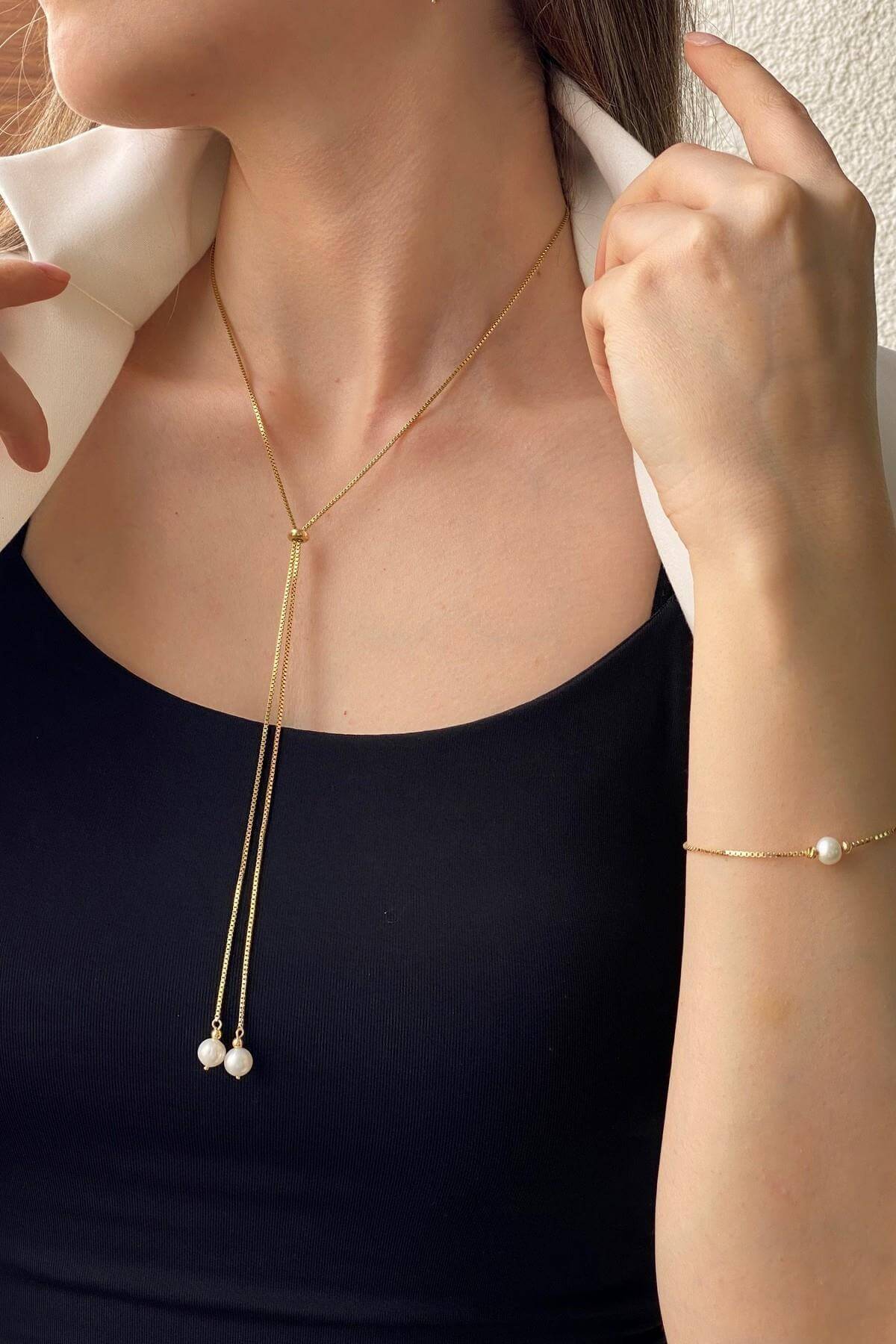 Asansör Zincirli Doğal İnci Kolye | | Birinci1926