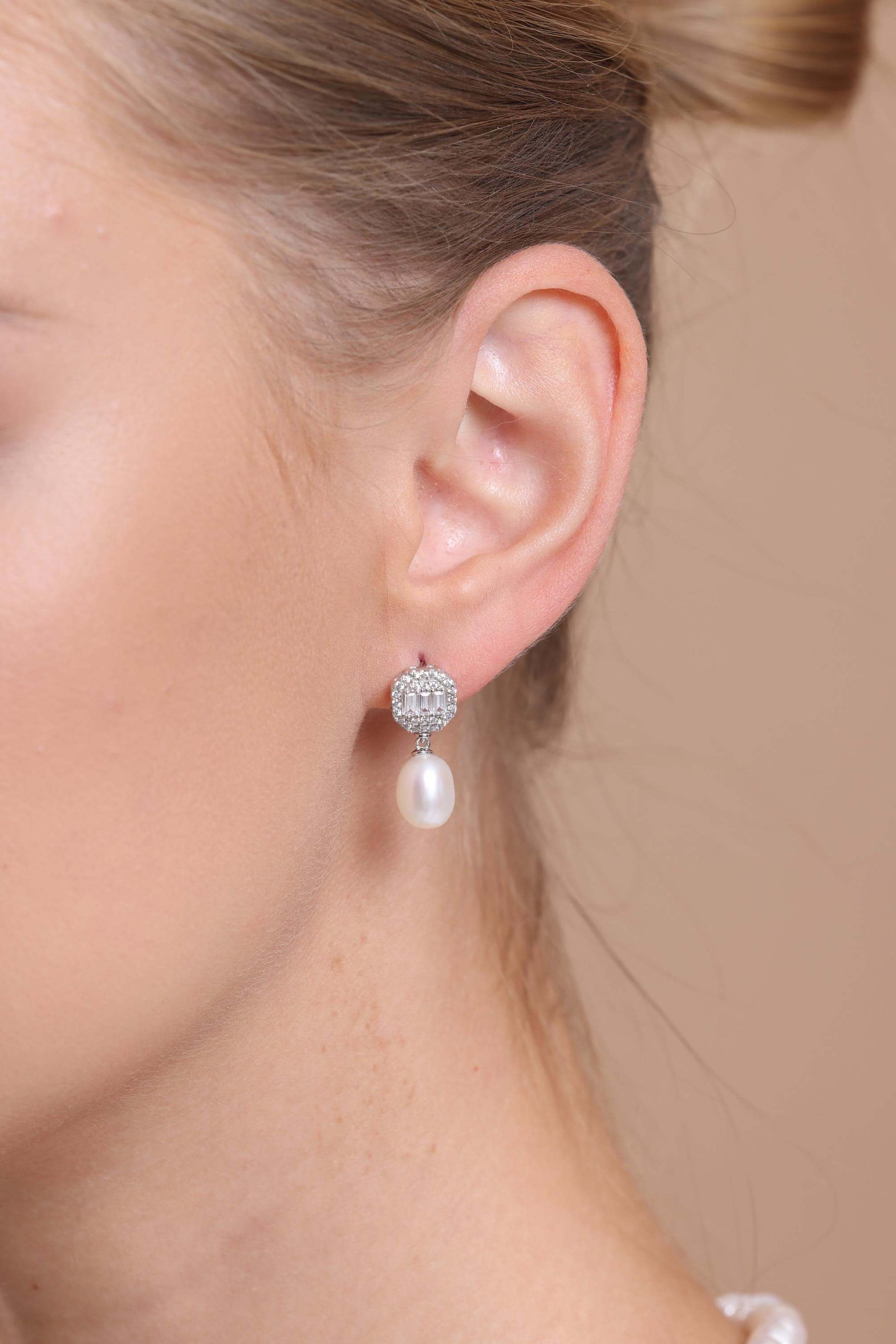 Baget Sekizgen Doğal İnci Sallantı Küpe Kolye İkili Set | | Birinci1926