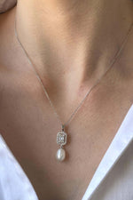 Baget Taş Doğal İnci Sallantı Küpe Kolye İkili Set | | Birinci1926