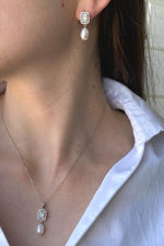 Baget Taş Doğal İnci Sallantı Küpe Kolye İkili Set | | Birinci1926