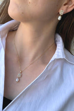 Baget Taş Doğal İnci Sallantı Küpe Kolye İkili Set | | Birinci1926